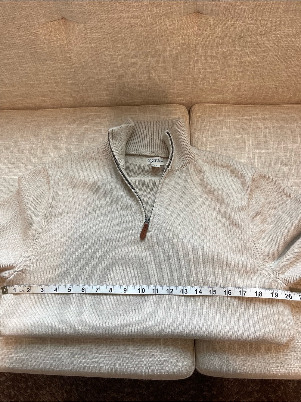 J. Crew Men's Half-Zip Sweater in Light Cream - Picture 5 of 7